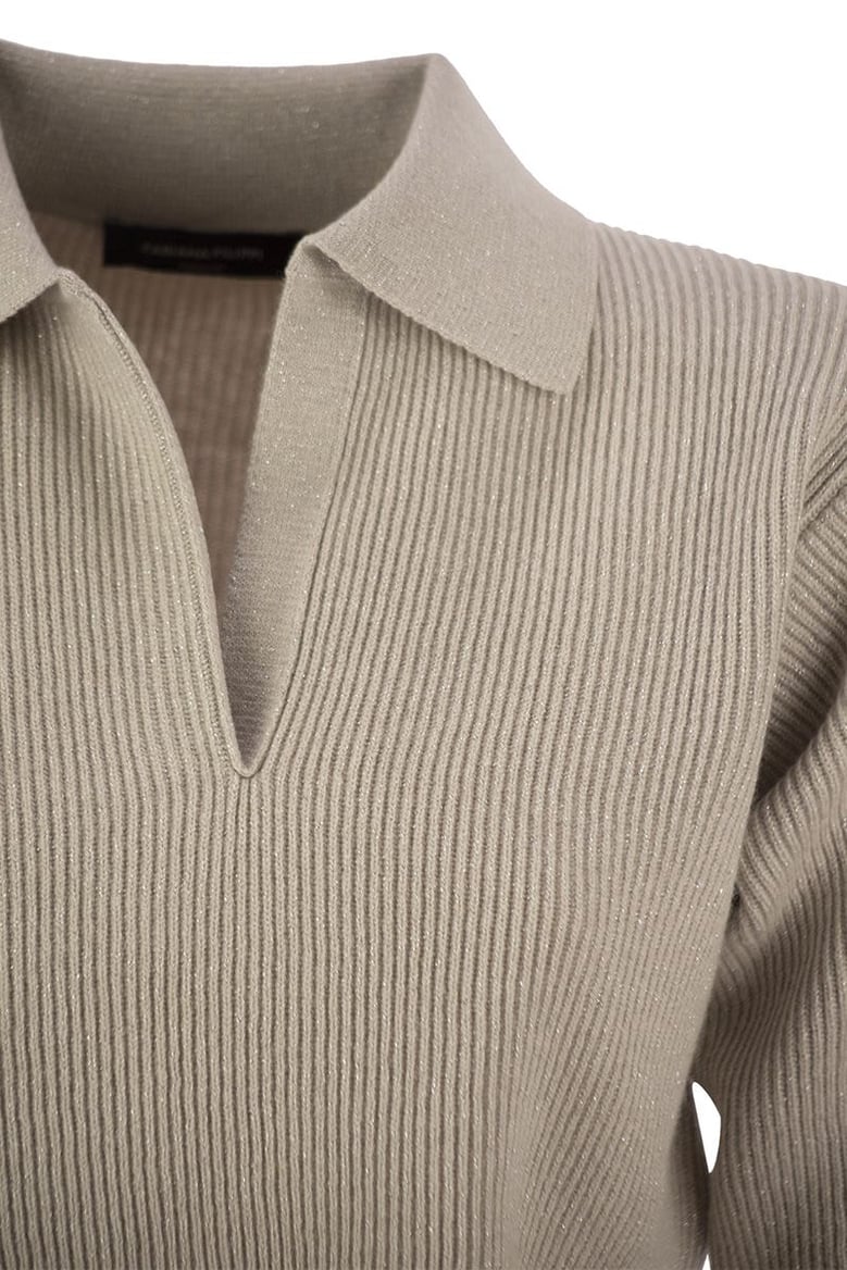 ribbed knit with polo neck by Selfnex