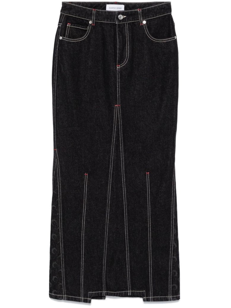 moon denim long skirt by Selfnex