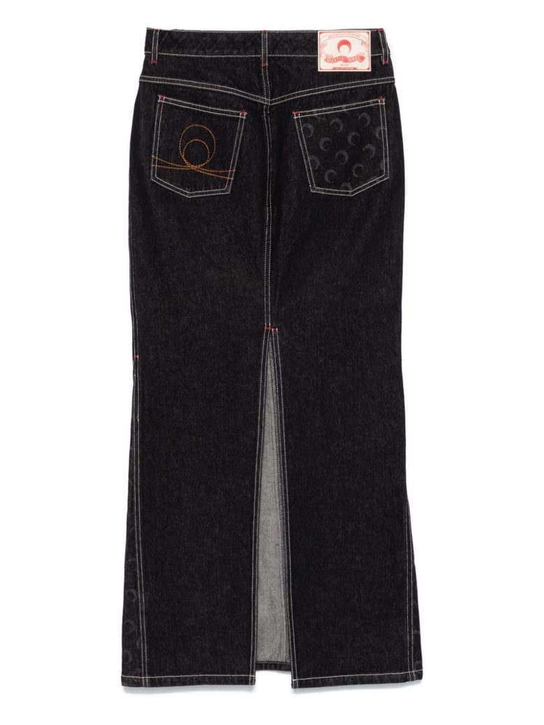 moon denim long skirt by Selfnex