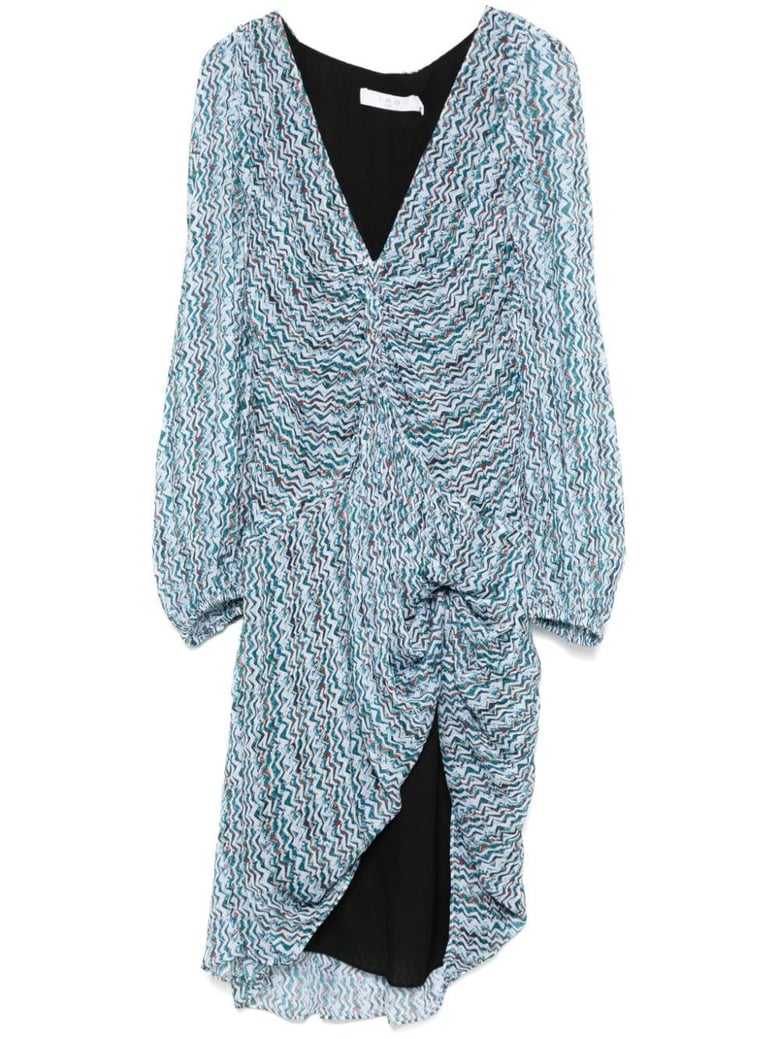 turquoise blue-green/multicolour cady texture all-over dress by Selfnex