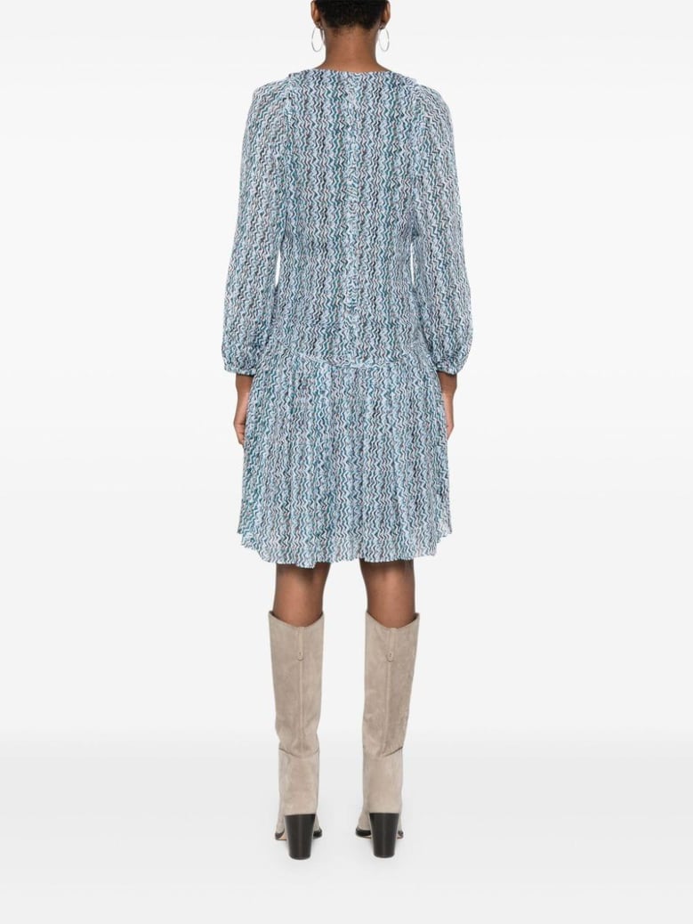 turquoise blue-green/multicolour cady texture all-over dress by Selfnex
