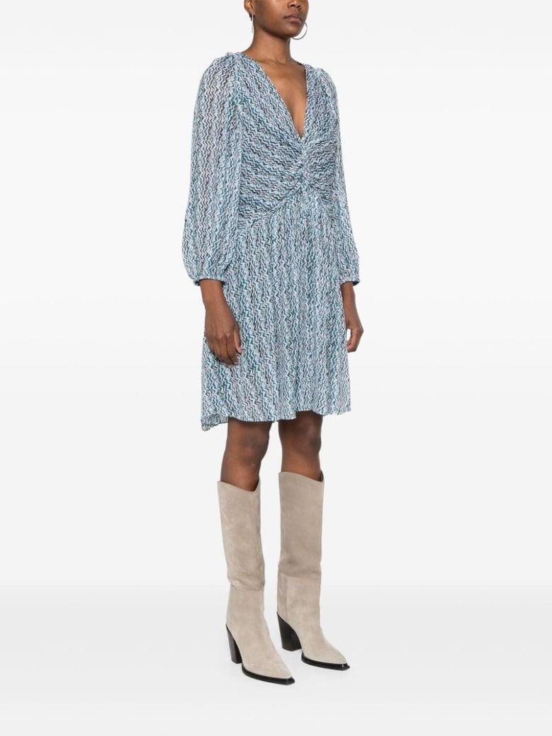 turquoise blue-green/multicolour cady texture all-over dress by Selfnex