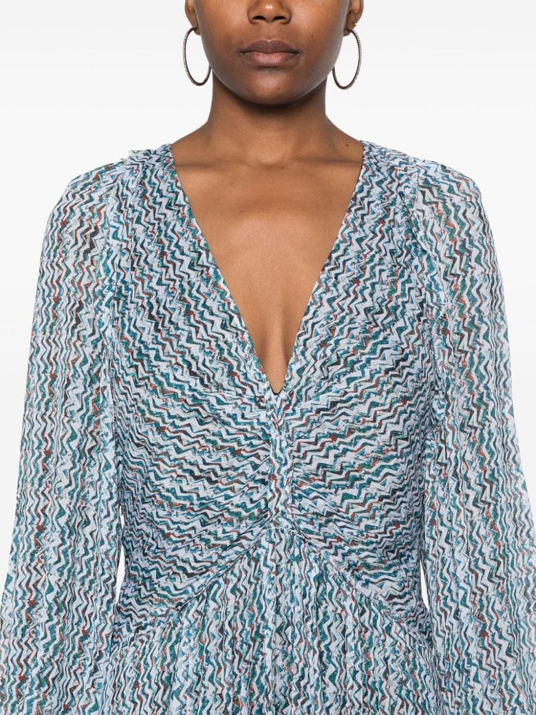 turquoise blue-green/multicolour cady texture all-over dress by Selfnex