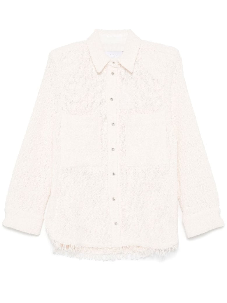 powder pink tweed bouclé construction front shirt by Selfnex