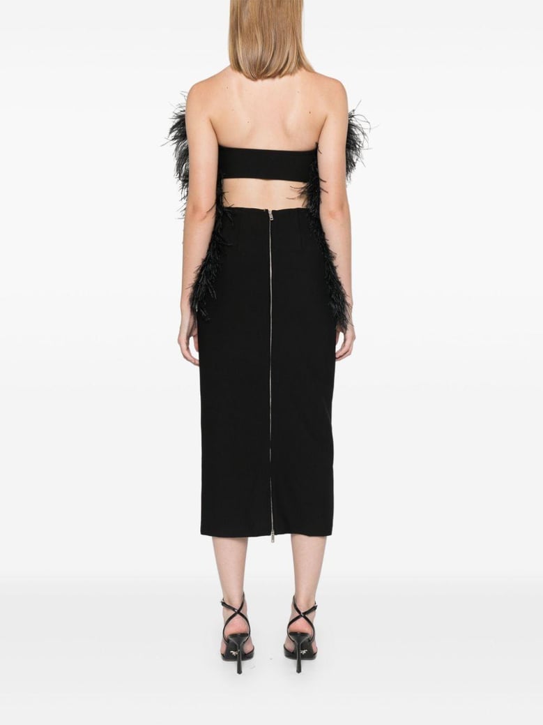 black interlock twill weave ostrich feather dress by Selfnex