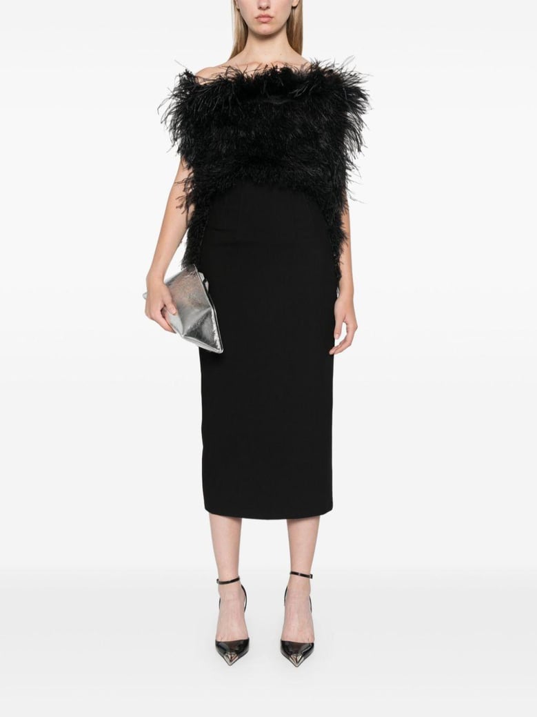 black interlock twill weave ostrich feather dress by Selfnex