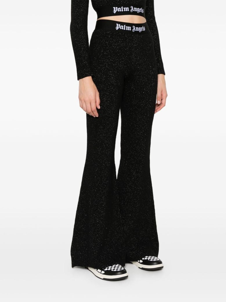 logo lurex flared trousers by Selfnex
