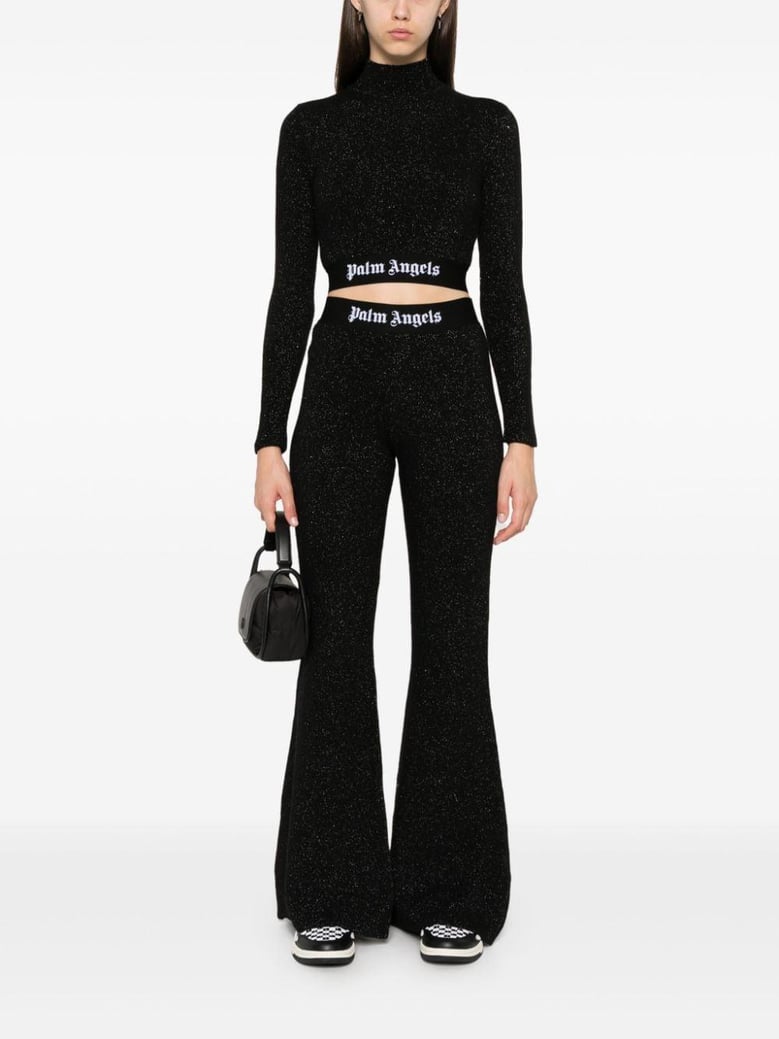 logo lurex flared trousers by Selfnex