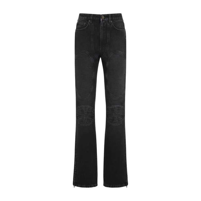 denim jeans with lacing and knee bonding detail by Selfnex