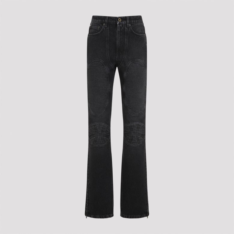 denim jeans with lacing and knee bonding detail by Selfnex