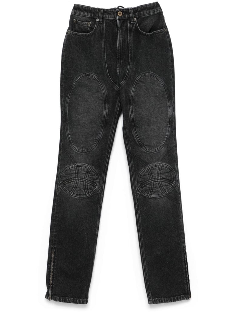 padded deatils denim jeans by Selfnex