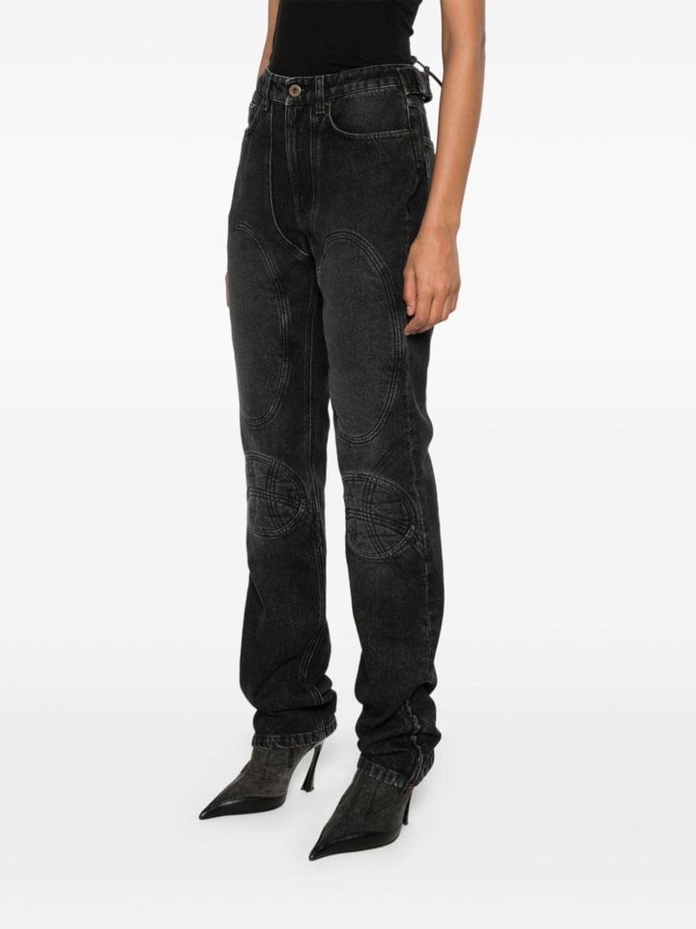 padded deatils denim jeans by Selfnex