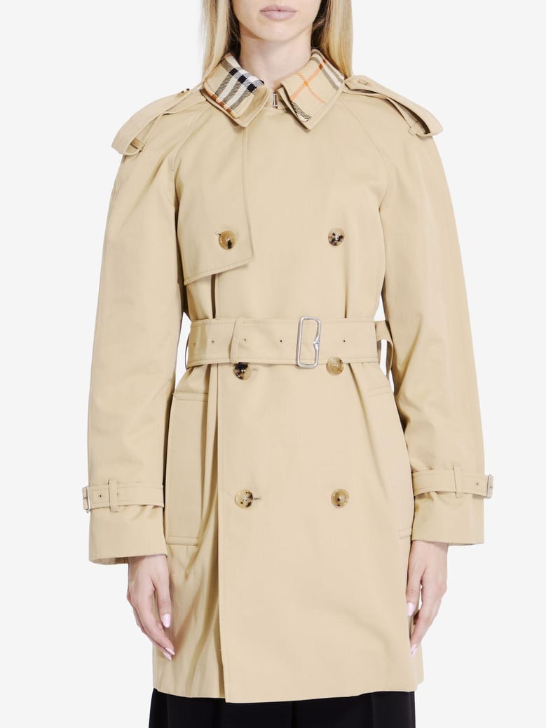 double-breasted button fastening belted coat by Selfnex