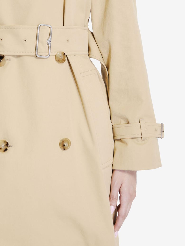 double-breasted button fastening belted coat by Selfnex