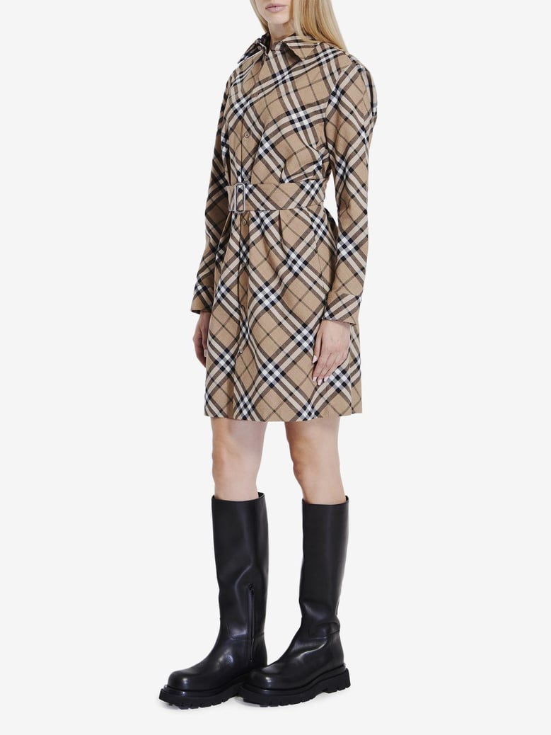 check wool blend chemisier dress by Selfnex