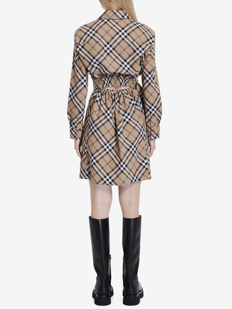 check wool blend chemisier dress by Selfnex