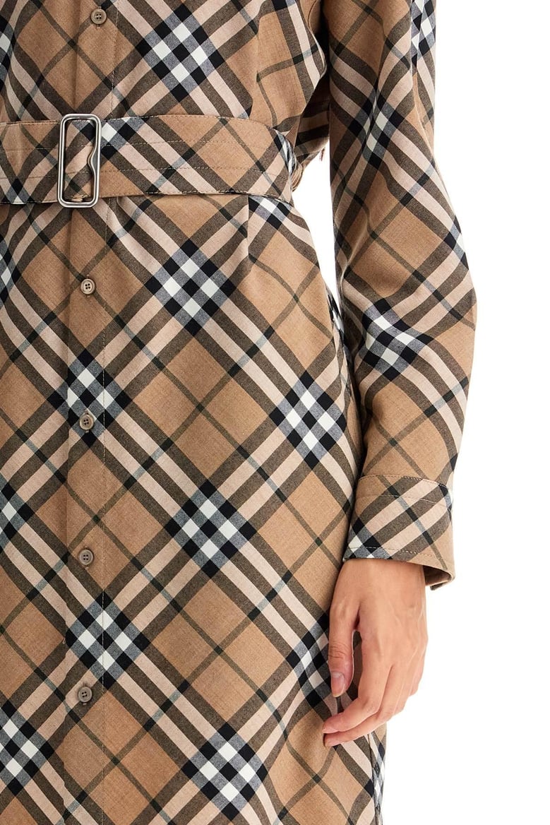 check wool blend chemisier dress by Selfnex