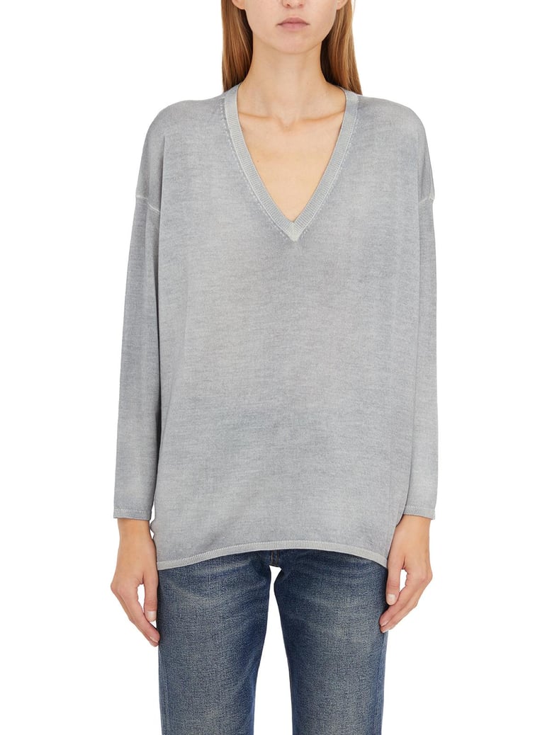 maglia scollo a v in cashmere e seta by Selfnex