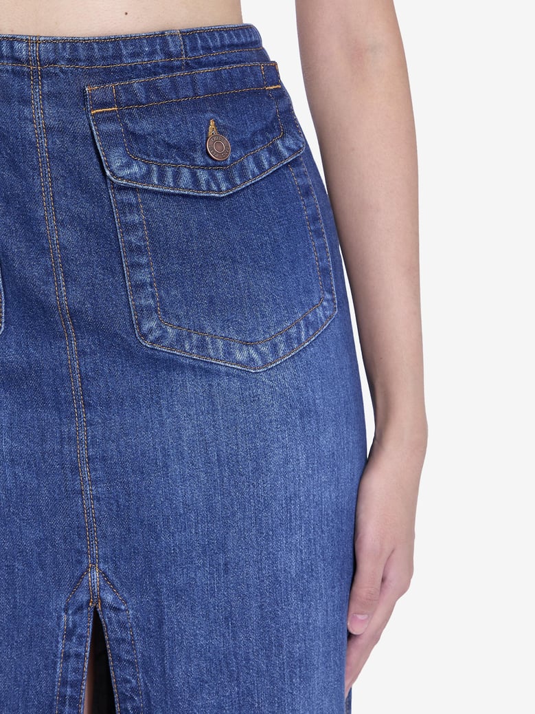 denim midi skirt by Selfnex