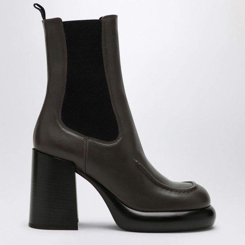 chelsea wedge boot in dark green leather by Selfnex