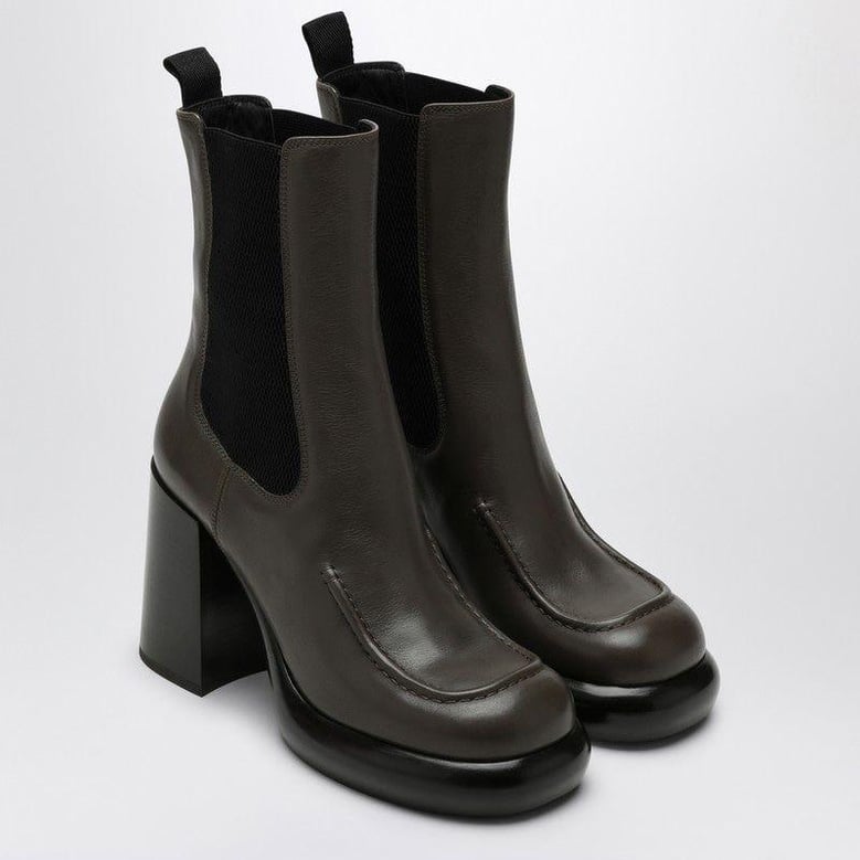 chelsea wedge boot in dark green leather by Selfnex