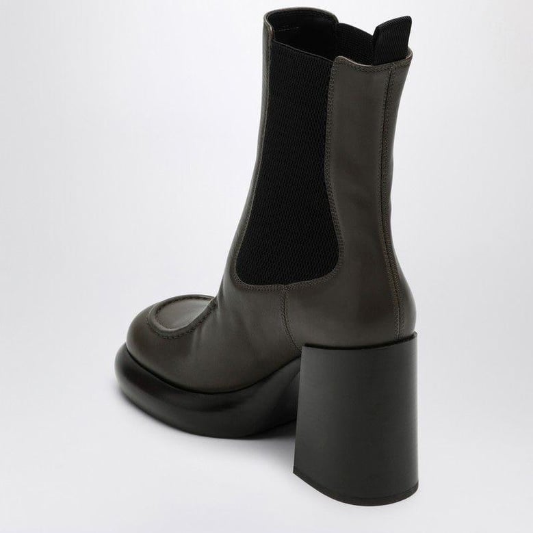 chelsea wedge boot in dark green leather by Selfnex