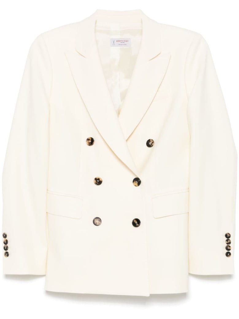 wool blend interlock twill weave double-breasted jacket by Selfnex