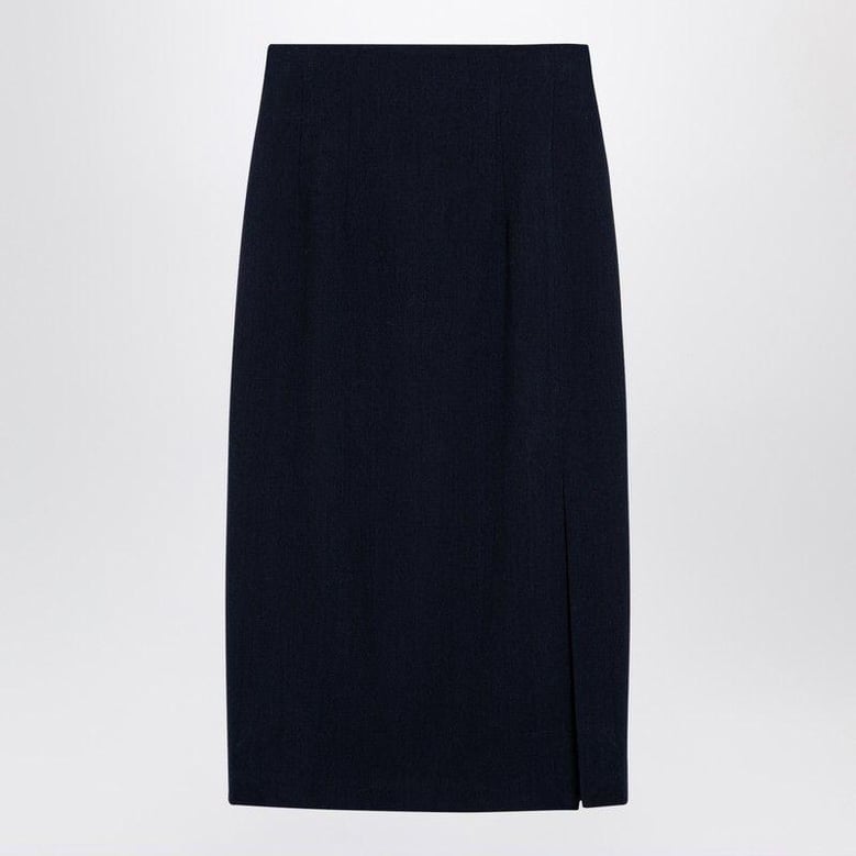 navy blue wool-blend marlo skirt by Selfnex