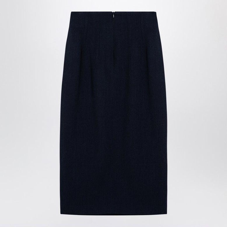 navy blue wool-blend marlo skirt by Selfnex