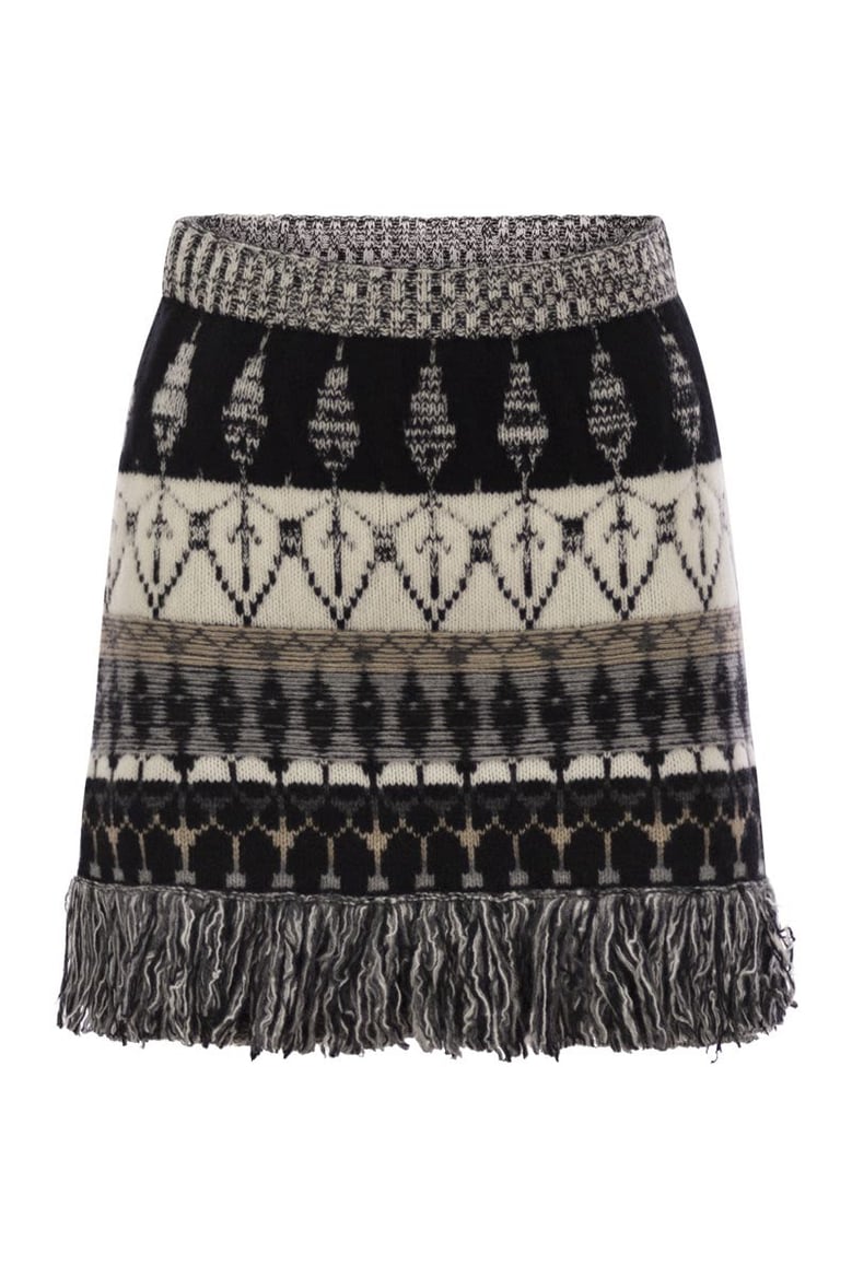 wool and cashmere blend jacquard skirt by Selfnex