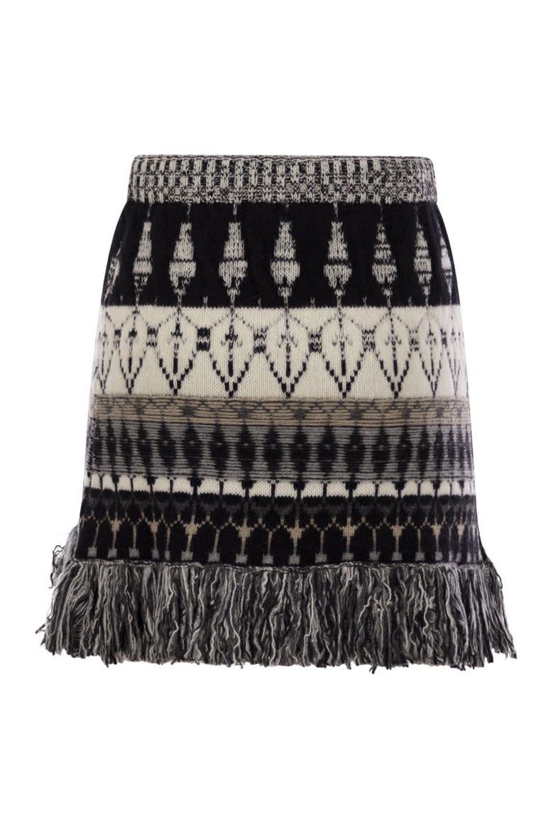 wool and cashmere blend jacquard skirt by Selfnex
