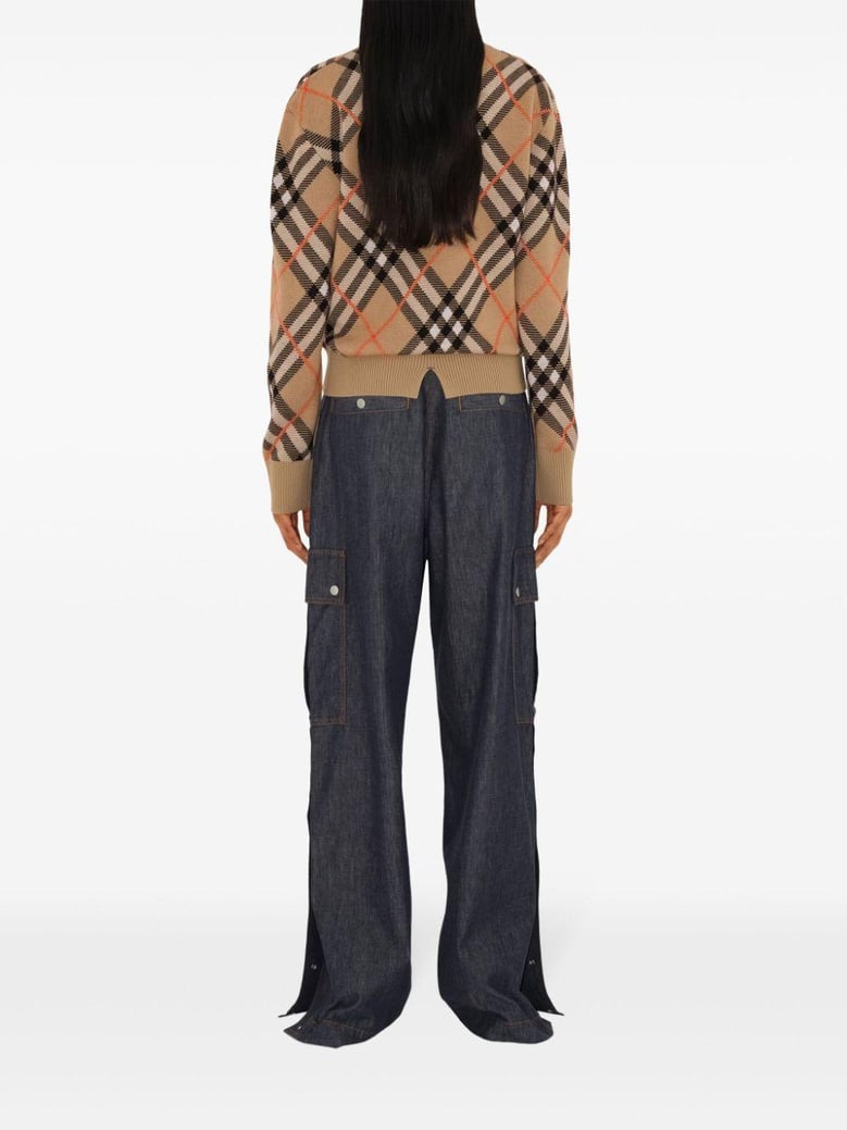 vintage check intarsia knit sweater by Selfnex