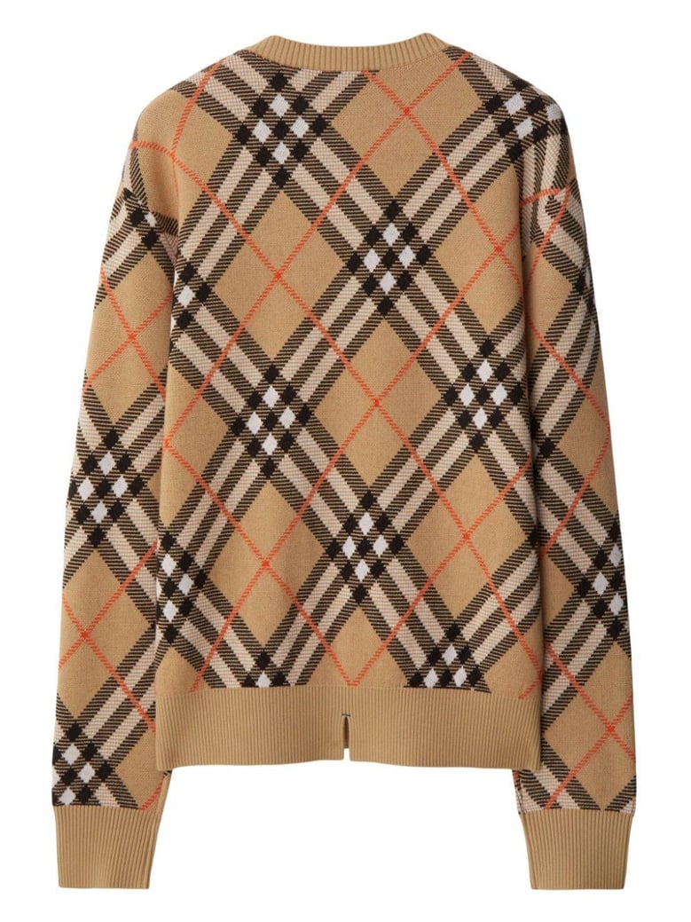 vintage check intarsia knit sweater by Selfnex
