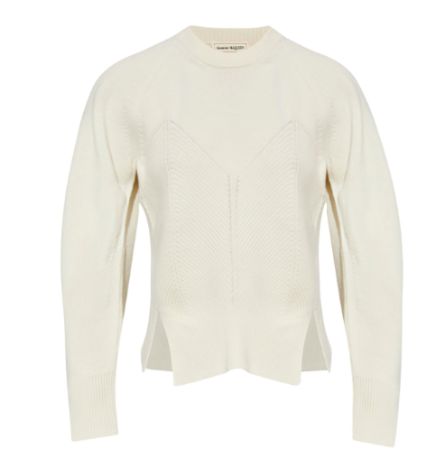 cream white geometric-pattern sweater by Selfnex