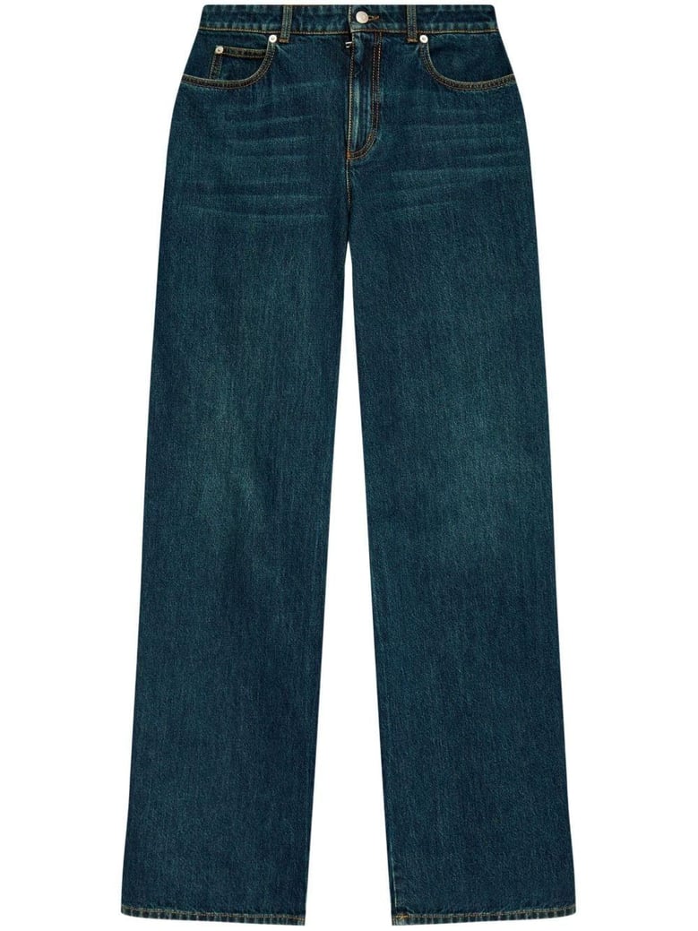 indigo wide-leg denim jeans by Selfnex