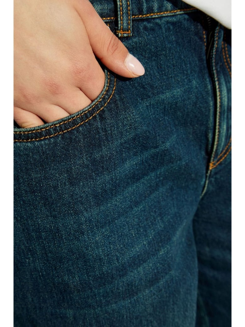 indigo wide-leg denim jeans by Selfnex