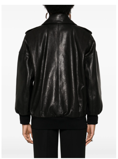 black leather jacket with epaulettes by Selfnex