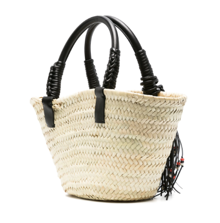 interwoven raffia bag with tassel charm by Selfnex