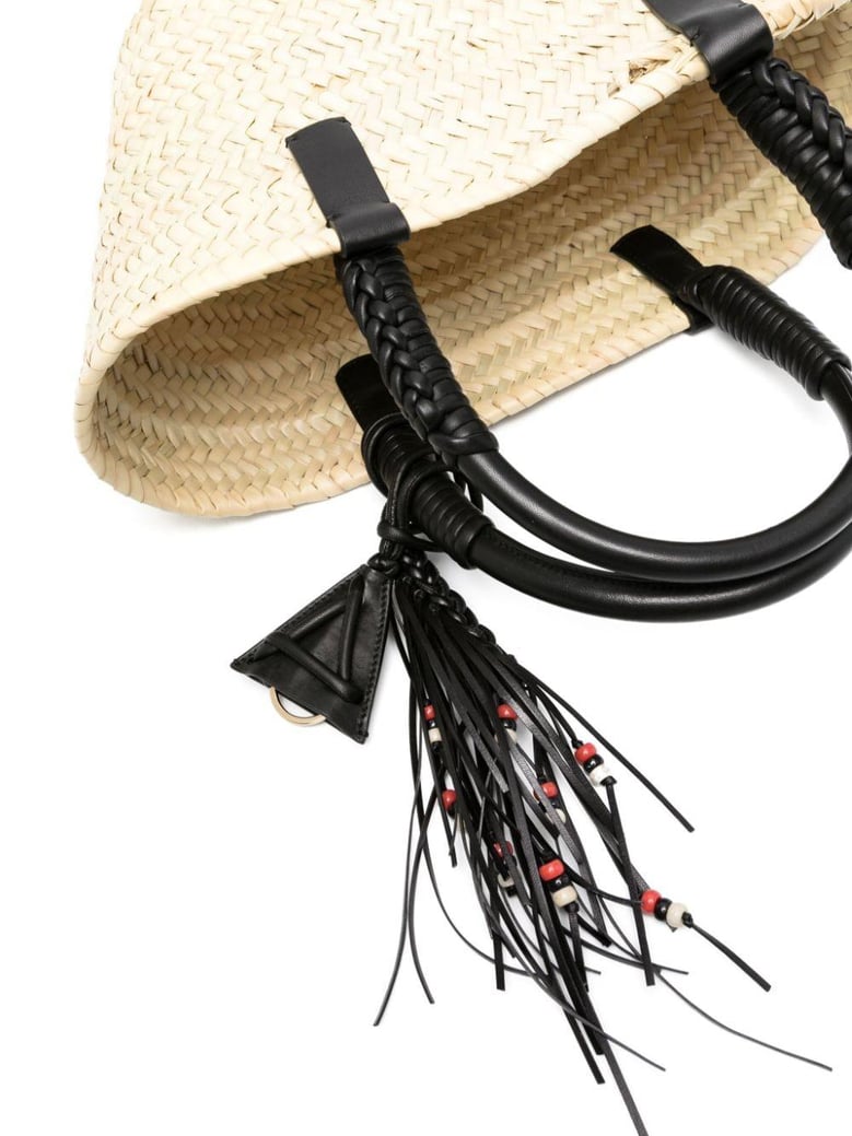 interwoven raffia bag with tassel charm by Selfnex