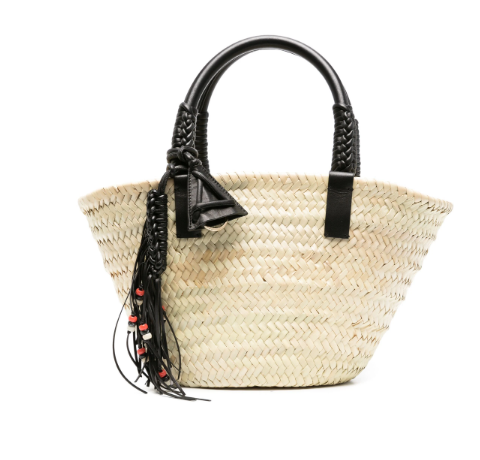 interwoven raffia bag with tassel charm by Selfnex