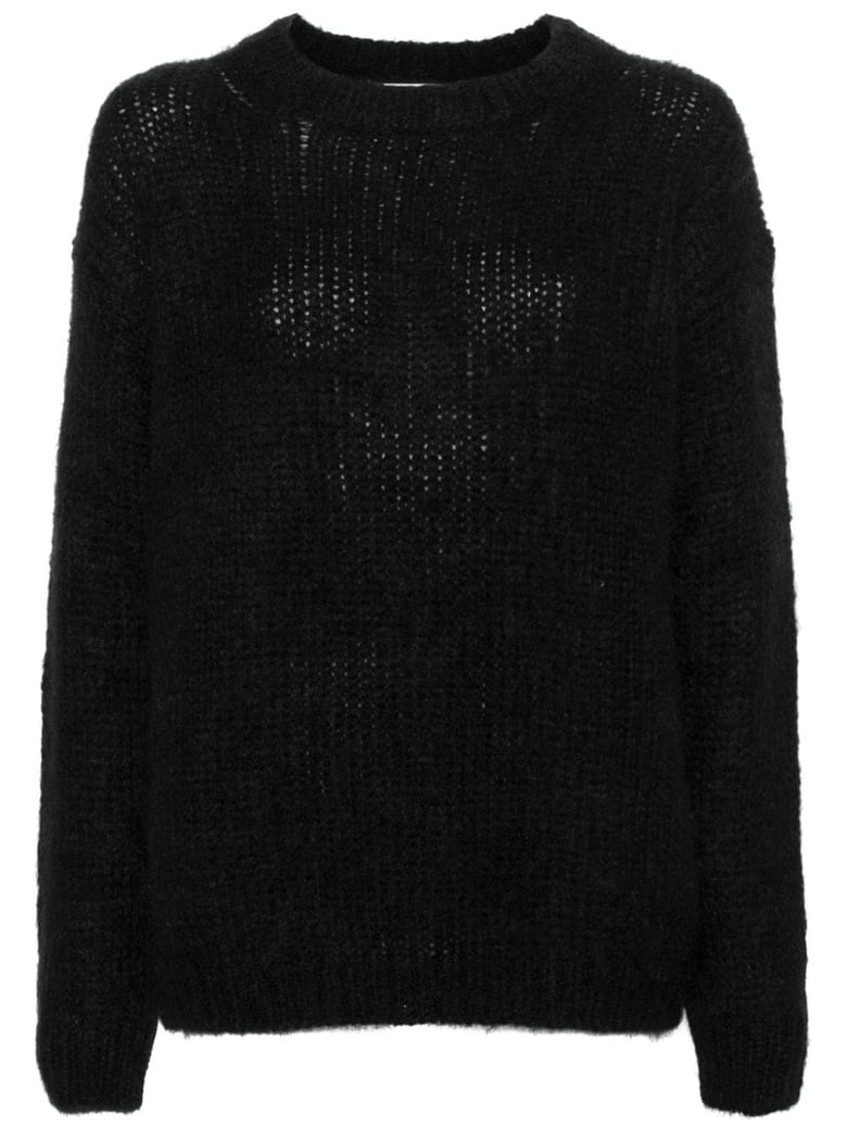 black mohair blend crew neck sweater by Selfnex