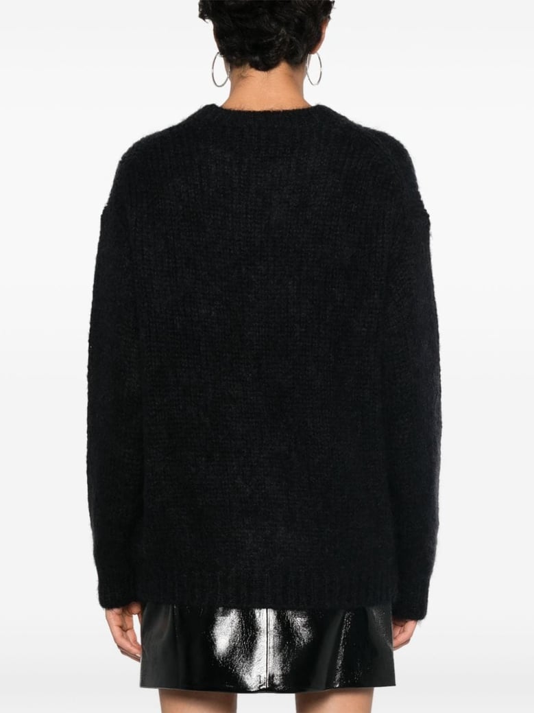 black mohair blend crew neck sweater by Selfnex