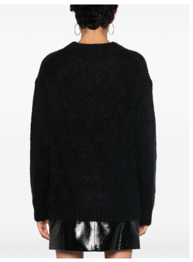 black mohair blend crew neck sweater by Selfnex