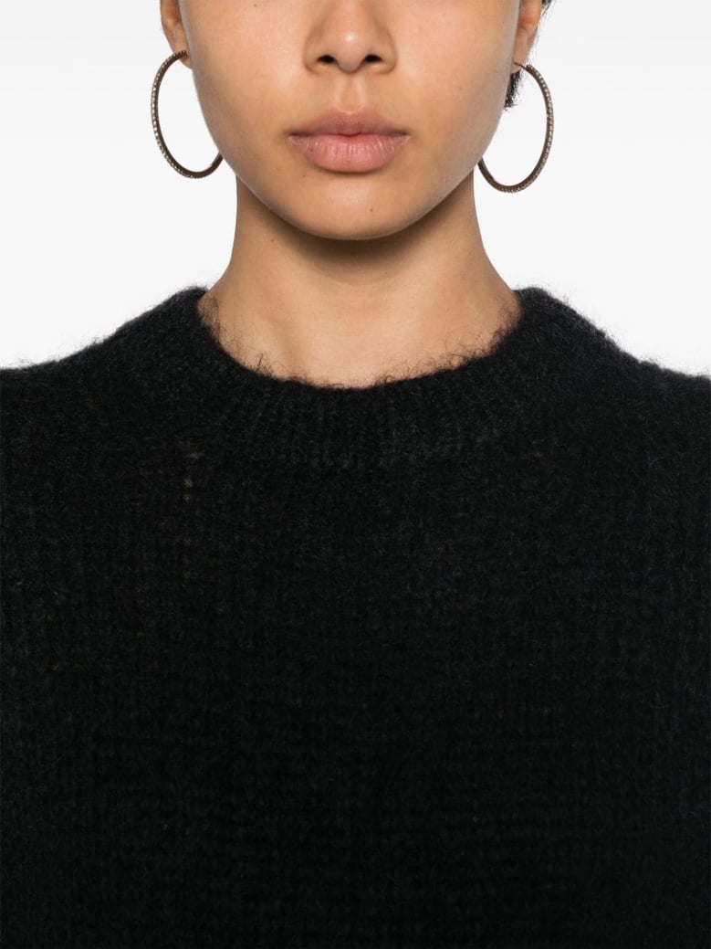 black mohair blend crew neck sweater by Selfnex