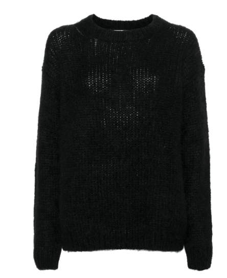 black mohair blend crew neck sweater by Selfnex
