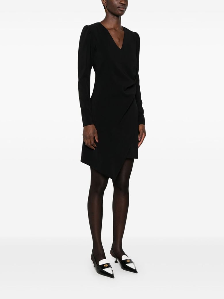 black crepe v-neck dress by Selfnex