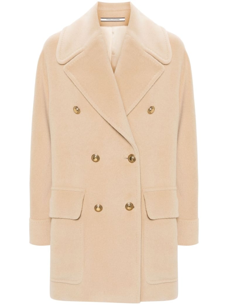 light brown angora-wool double-breasted jacket by Selfnex