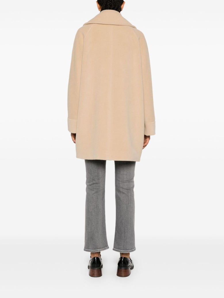 light brown angora-wool double-breasted jacket by Selfnex