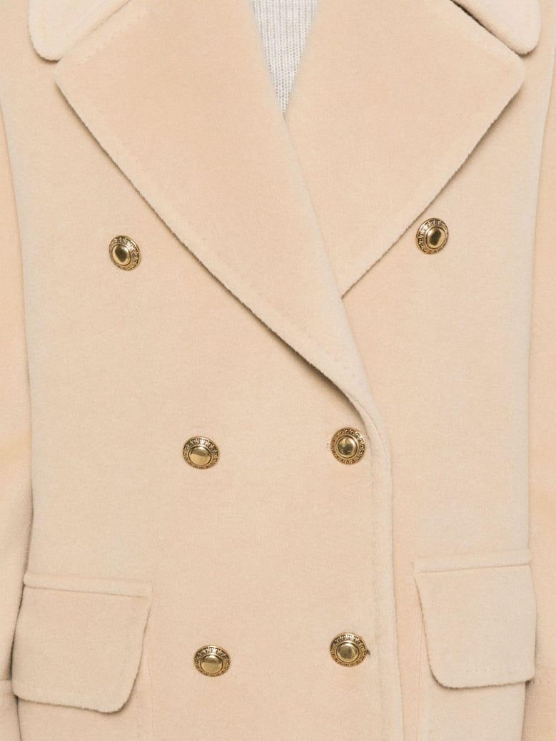 light brown angora-wool double-breasted jacket by Selfnex