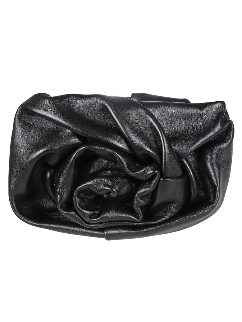 black lambskin with rose detailing bag by Selfnex